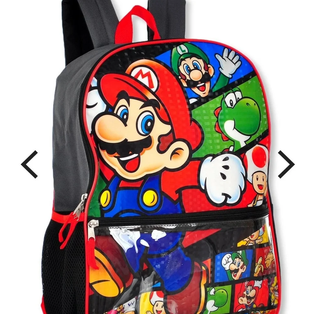 Kids' Nintendo Super Mario 5-PC Backpack Set Black Red One Size